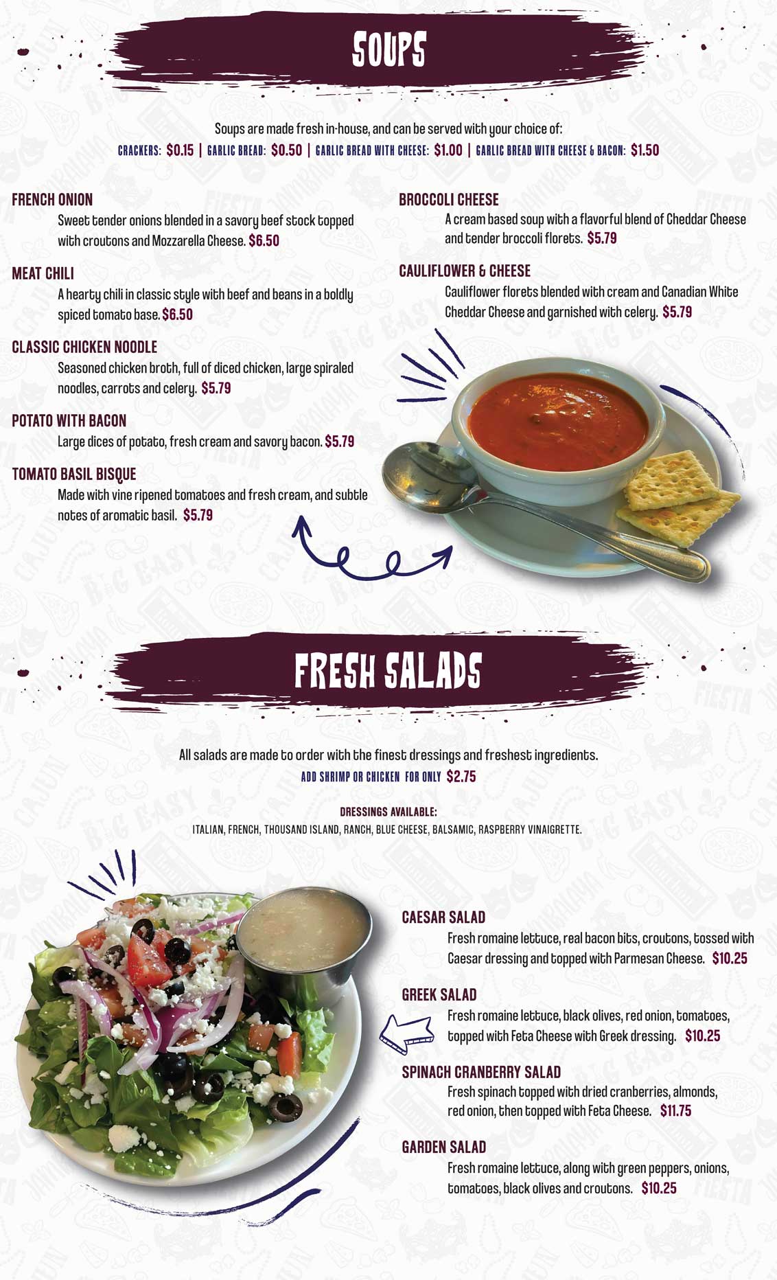 Bourbon Street Pizza - Menu