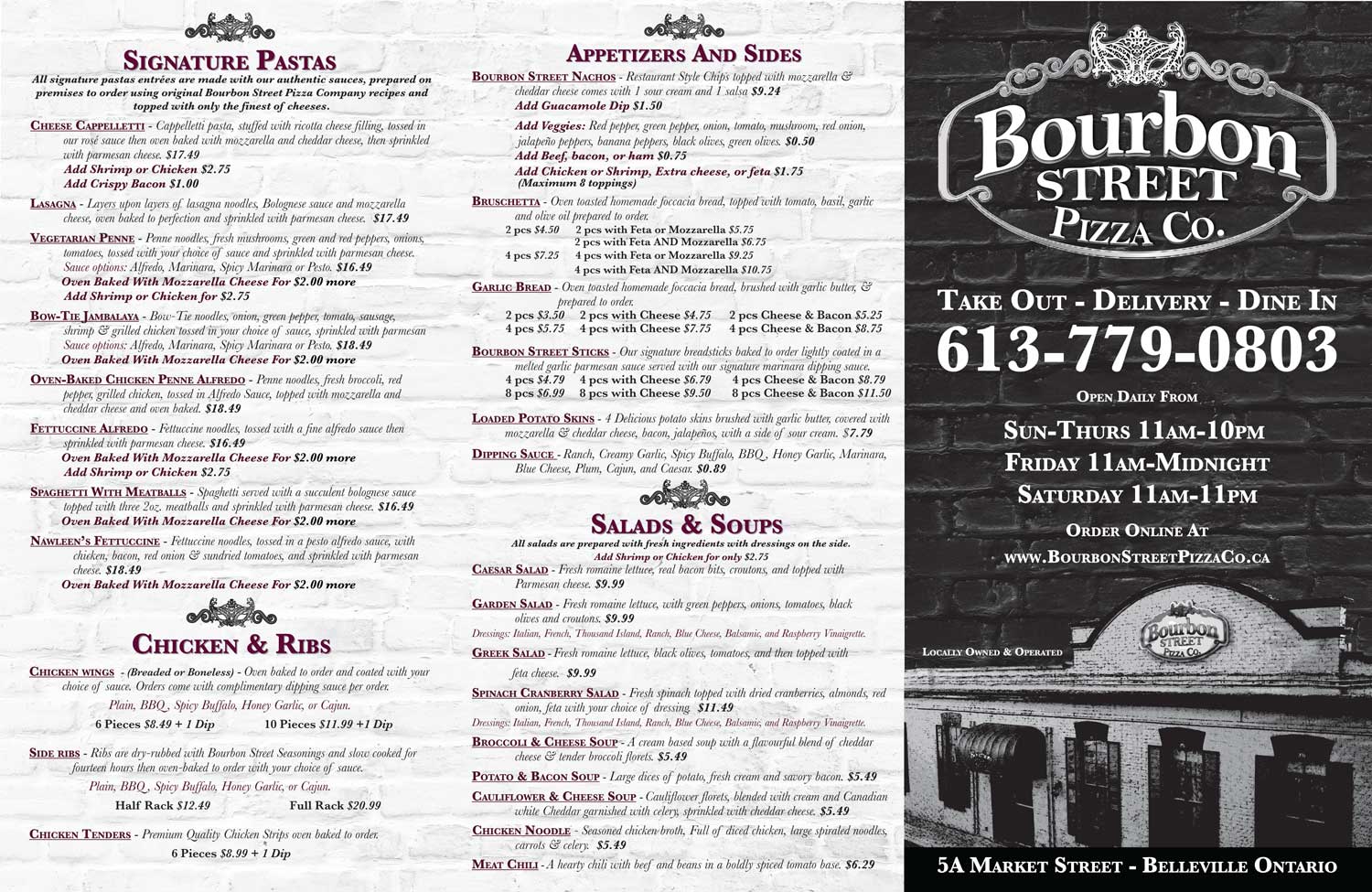 Bourbon Street Pizza Co. Takeout Menu